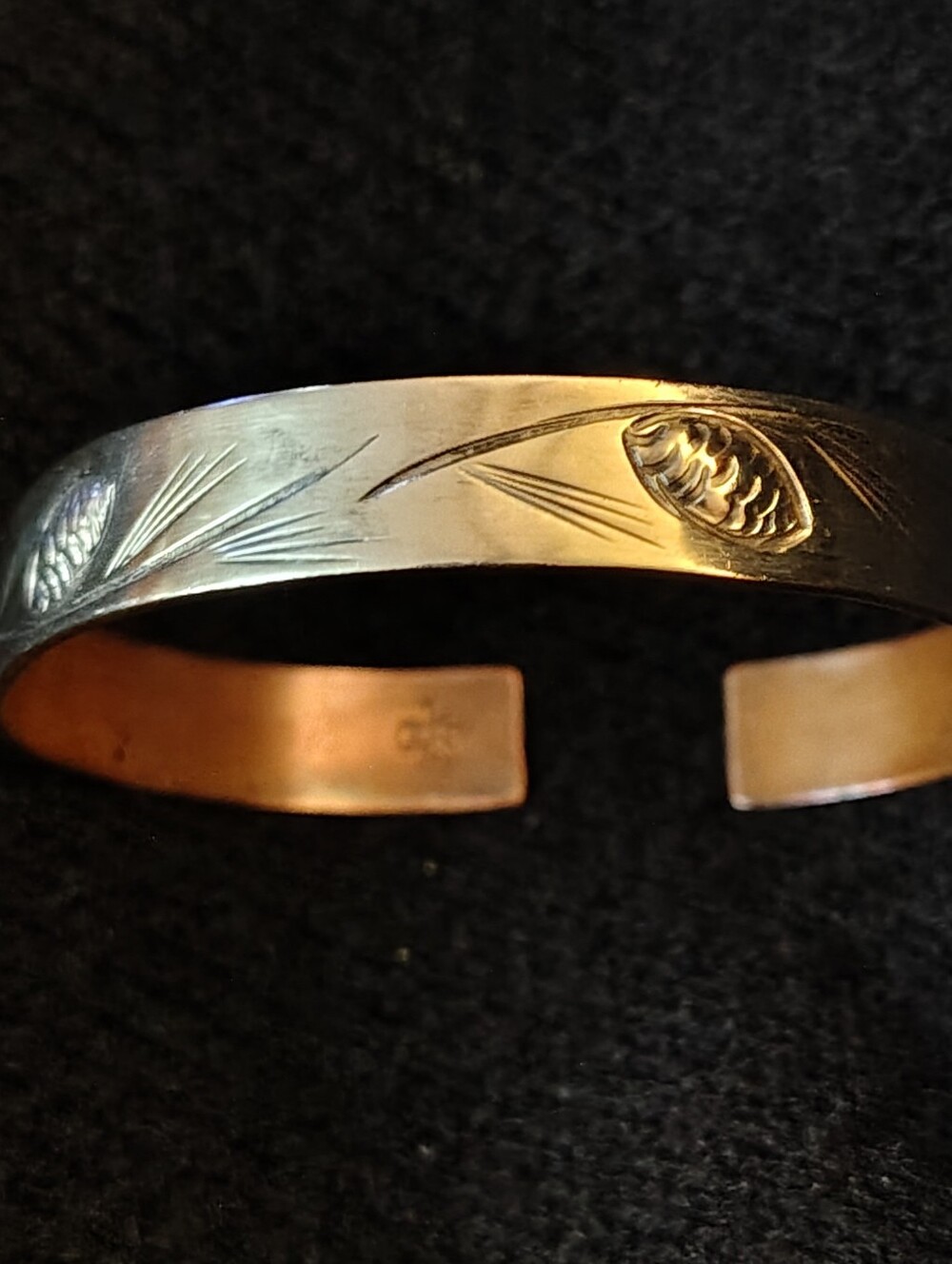 Vtg. Stuart Nye Sterling Silver Pine Cone Cuff Bracelet